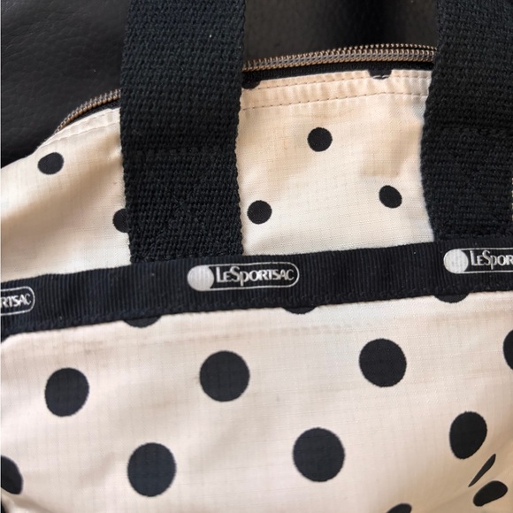 RARE LeSportsac Black and Cream Polka Dot Tote
